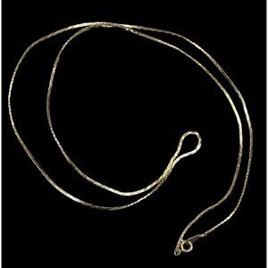 Simple Elegant Bright Gold Tone Flattened Cobra Chain Necklace